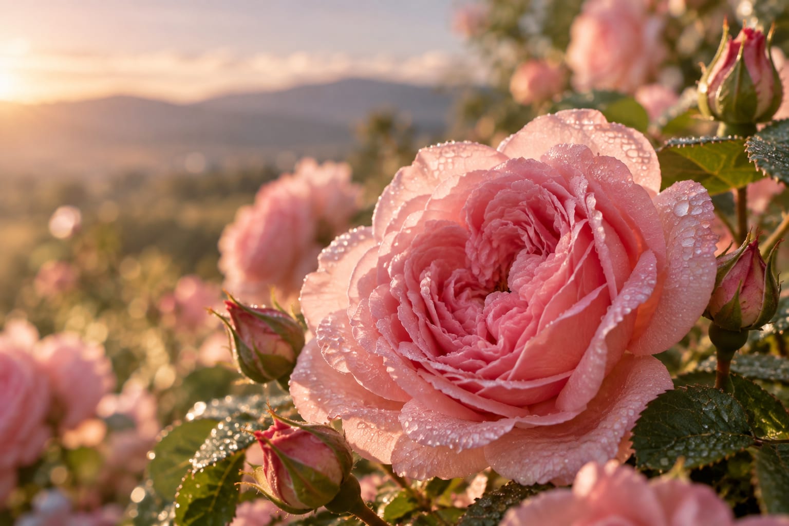 Rosa Damascena gülü yakın plan — duyusal botanik makro